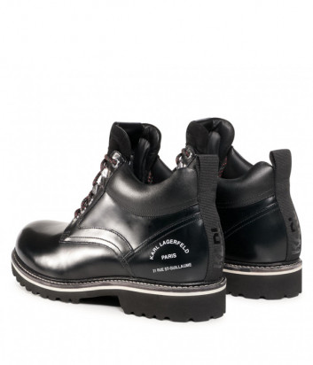 Кожаные ботинки KARL LAGERFELD KL11045 черные с логотипом