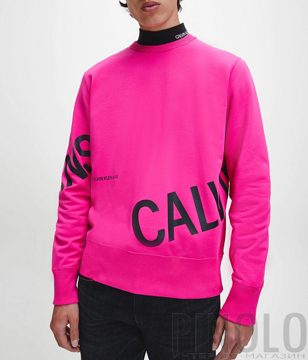 Флисовый свитшот CALVIN KLEIN Jeans J30J316522 розовый с логотипом