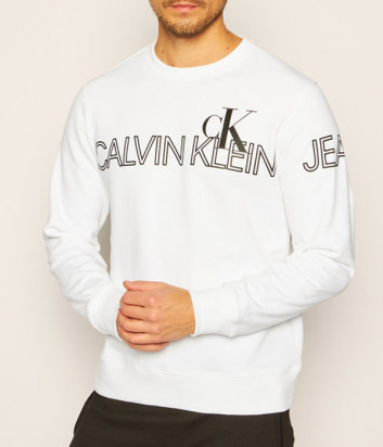 Хлопковый свитшот CALVIN KLEIN Jeans J30J316521 белый с логотипом