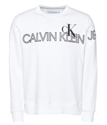 Хлопковый свитшот CALVIN KLEIN Jeans J30J316521 белый с логотипом