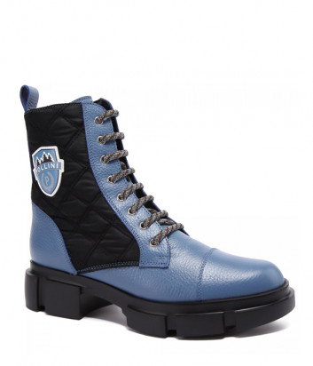Кожаные ботинки POLLINI SA24124G0B комбинированные синие