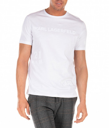 Белая футболка KARL LAGERFELD 755033 502224 с бархатным логотипом