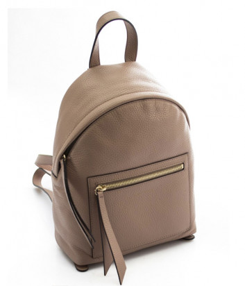 Кожаный рюкзак COCCINELLE Jen Mini с внешним карманом бежевый