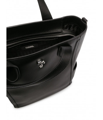 Кожаная сумка KARL LAGERFELD Ikonik 210W3076 со значком черная