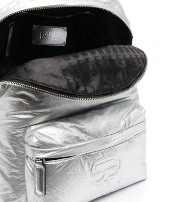 Серебристый рюкзак KARL LAGERFELD Ikonik 210W3008 из глянцевого нейлона