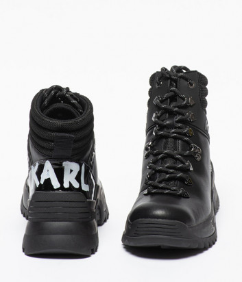 Кожаные ботинки KARL LAGERFELD KL61531 черные с надписями
