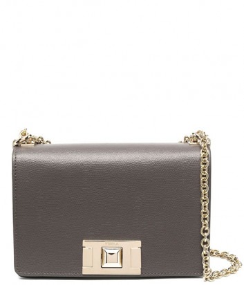 Кожаная сумочка на цепочке Furla Mimi Mini 1033395 с откидным клапаном графитовая