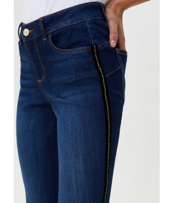 Укороченные джинсы LIU JO UF0021D4510 с необработанным срезом синие