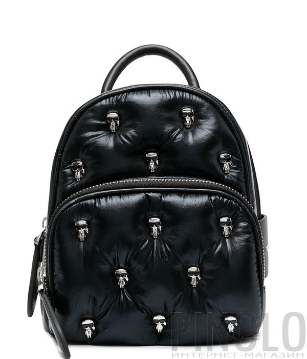 Черный рюкзак KARL LAGERFELD Ikonik 210W3098 из стёганого металлизированного нейлона