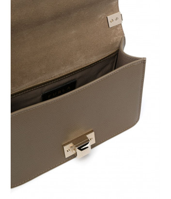 Кожаная сумочка на цепочке FURLA Mimi Mini BVA6NMB с откидным клапаном коричневая