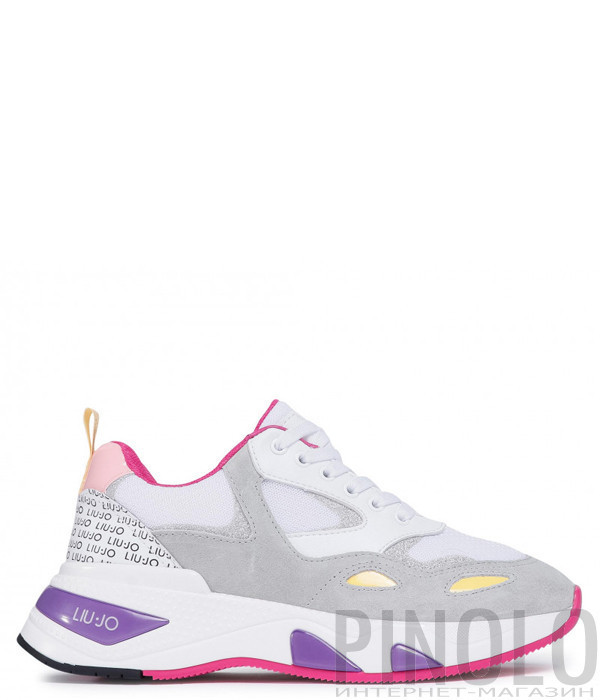Кожаные кроссовки LIU JO Hoa 01 BF0017PX097 комбинированные серо-белые