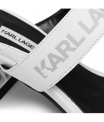 Белые кожаные босоножки KARL LAGERFELD KL30610 на фигурном каблуке