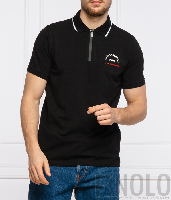 Поло KARL LAGERFELD Ikonik 745070 511221 черное с логотипом Поло KARL LAGERFELD Ikonik 745070 511221 черное с логотипом