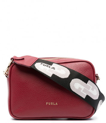 Кожаная сумка FURLA Real Mini WB00243 с текстильным плечевым ремнем вишневая