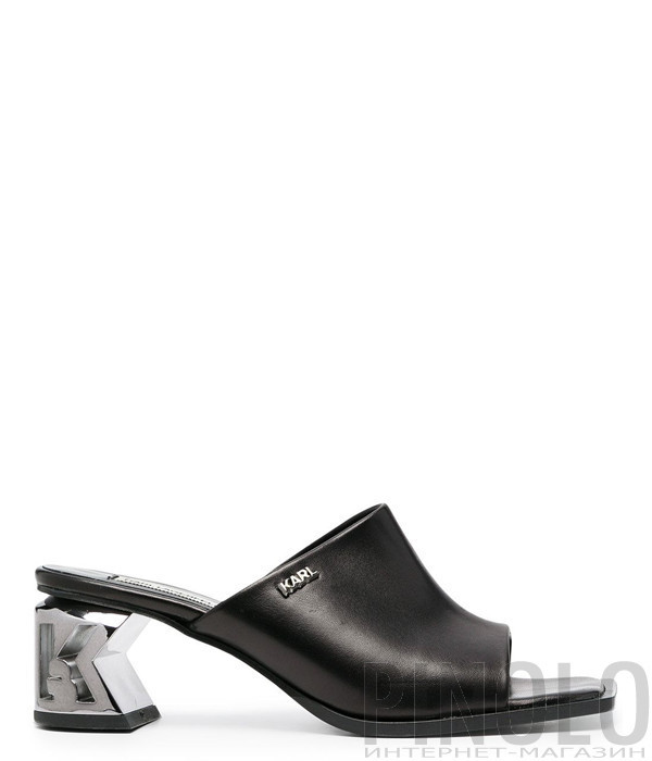 Черные кожаные мюли KARL LAGERFELD KL30600 на фигурном каблуке