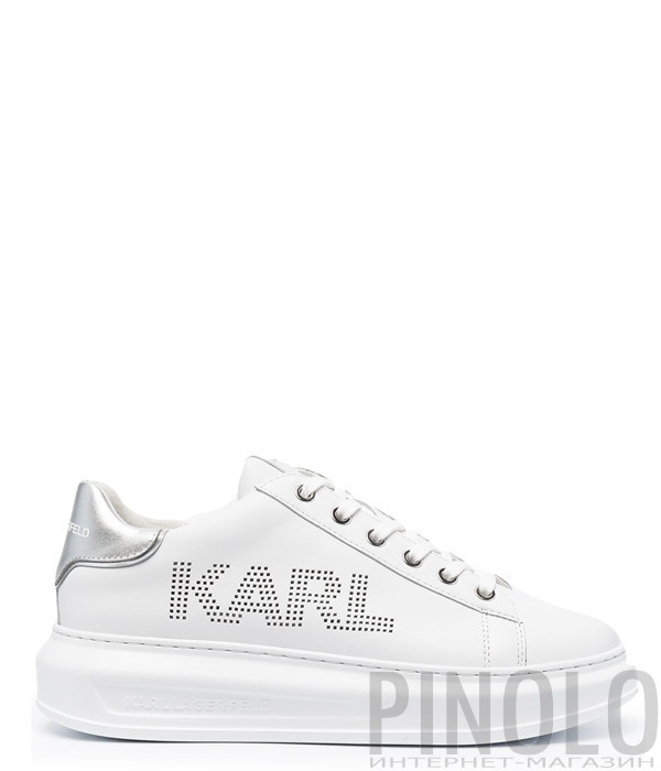 Белые кроссовки KARL LAGERFELD KL62520 с перфорированным логотипом