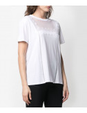 Белая футболка ERMANNO ERMANNO SCERVINO D38ET TS08JCO декорированная кружевом