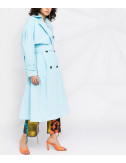 Двубортное пальто MSGM 3041MDC05 с поясом голубое