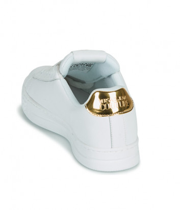Кожаные кеды VERSACE Jeans Couture E0VWASK6 белые с золотыми эмблемами