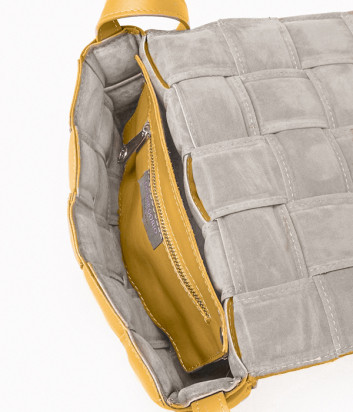 Сумка через плечо DI GREGORIO 8805 из мягкой плетеной кожи желтая