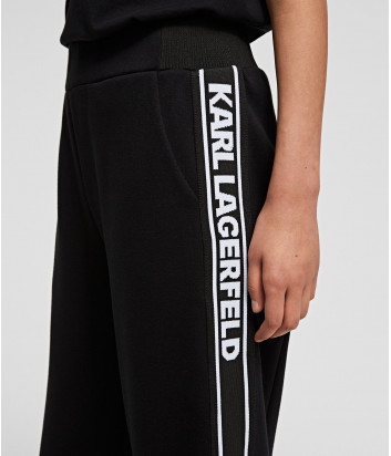 Укороченные брюки-кюлоты KARL LAGERFELD 211W1062 с брендированной тесьмой черные