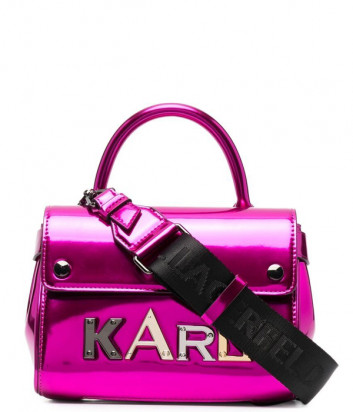 Мини-сумка KARL LAGERFELD Ikon 210W3039 с зеркальным эффектом цвета фуксии