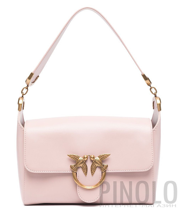 Кожаная сумка на плечо PINKO Shoulder Love Bag Simply 1P221W пудровая