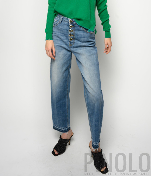 Джинсы PINKO 1J10LF Mom-Fit на пуговицах синие