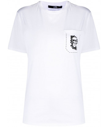 Футболка KARL LAGERFELD 211W1718 белая с логотипом на кармане