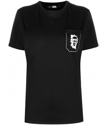 Футболка KARL LAGERFELD 211W1718 черная с логотипом на кармане