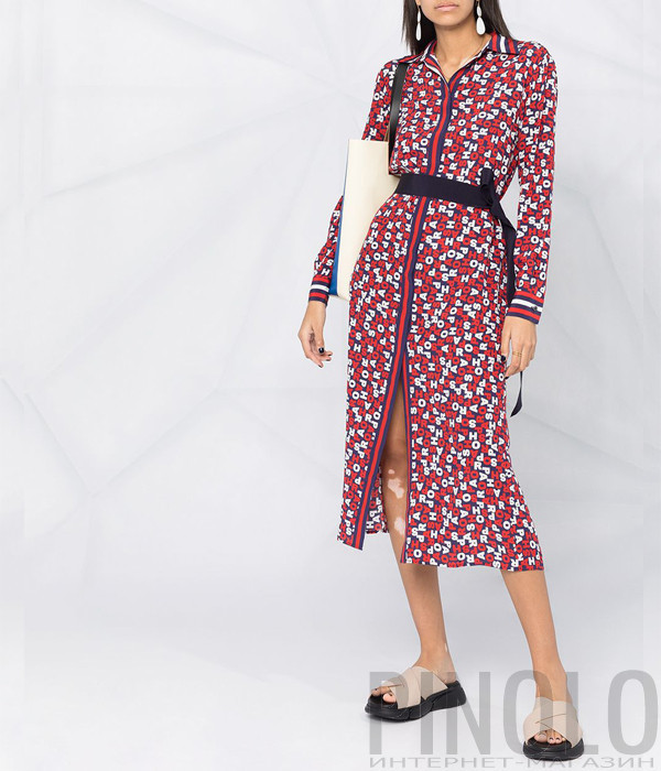 Шелковое платье-рубашка P.A.R.O.S.H. SLOGOG D723493 яркий принт