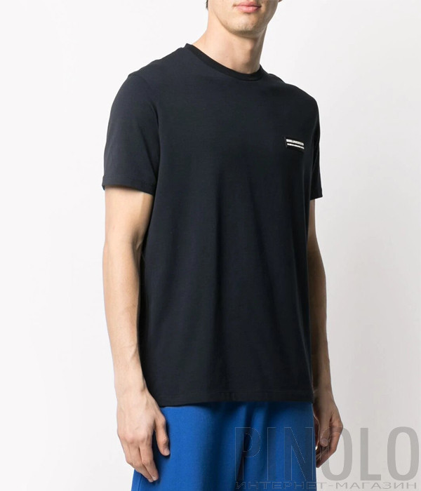 Футболка KARL LAGERFELD 755021 511221 темно-синяя с логотипом Футболка KARL LAGERFELD 755021 511221 темно-синяя с логотипом