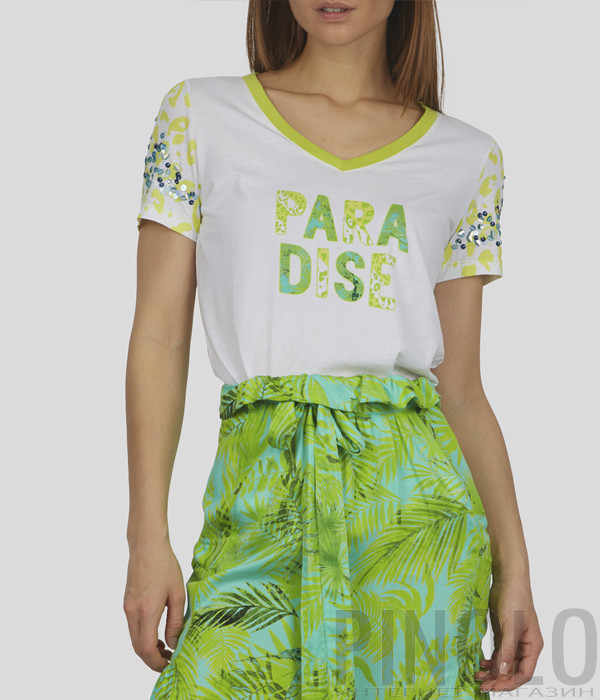 Футболка SPORTALM 9512599722 белая с зеленым принтом