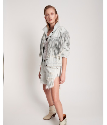 Джинсовая куртка ONE TEASPOON 23831 Florence голубая с бахромой