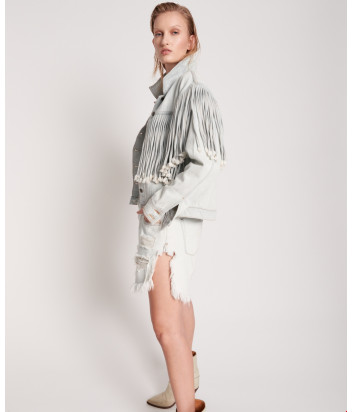 Джинсовая куртка ONE TEASPOON 23831 Florence голубая с бахромой