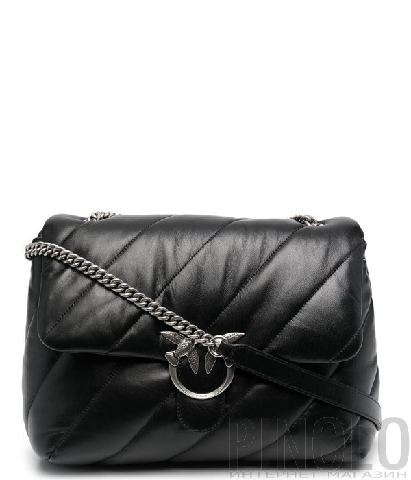 Сумка на цепочке PINKO Big Love Bag Puff Maxi 1P227H в стеганной коже черная