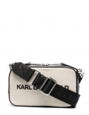 Сумка через плечо KARL LAGERFELD 211W3017 в канве бежево-черная