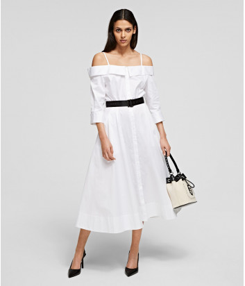 Платье KARL LAGERFELD 211W1303 с открытыми плечами белое