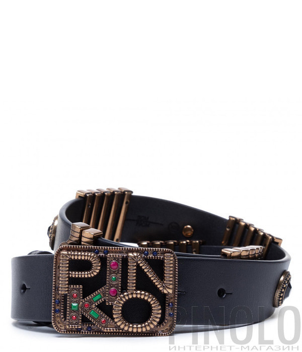 Кожаный ремень PINKO Anthea Metal And Stones 1H20VJ черный