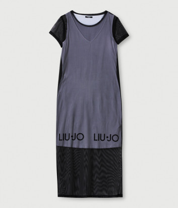Платье LIU JO TA1139 J6187 с сеткой черно-белое