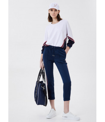 Брюки-джоггеры LIU JO TA1187 T4634 синие с брендированными лампасами