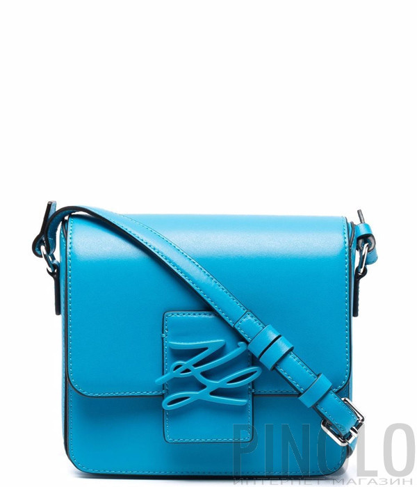 Кожаная сумка через плечо KARL LAGERFELD K/Autograph 205W3182 голубая