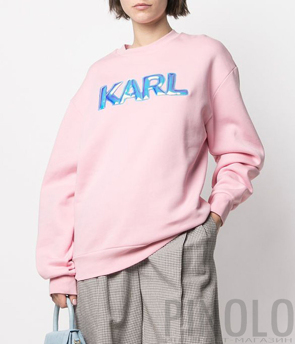 Толстовка KARL LAGERFELD 211W1882 с логотипом розовая