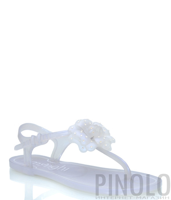 Силиконовые сандалии MENGHI 820 с цветком перламутровые