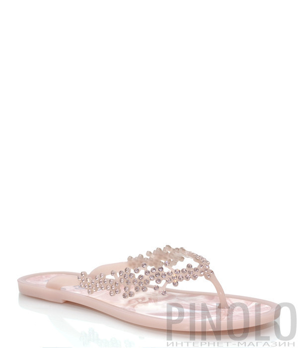 Силиконовые сандалии MENGHI 829 декорированные кристаллами розовые