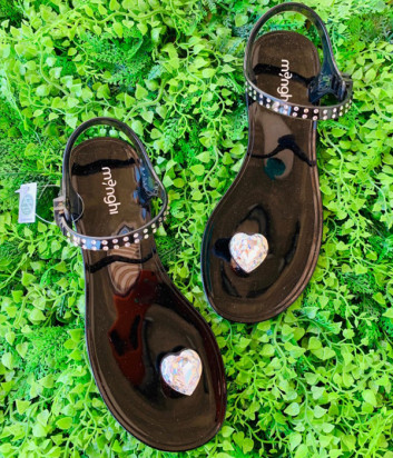 Силиконовые сандалии MENGHI 827 декорированные кристаллами черные
