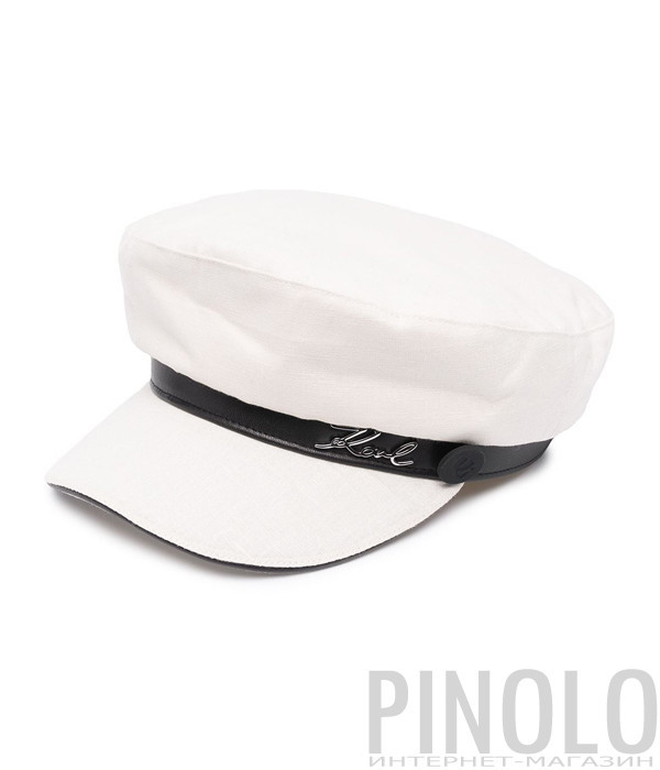 Льняная кепка KARL LAGERFELD 211W3405 молочная с черным кантом