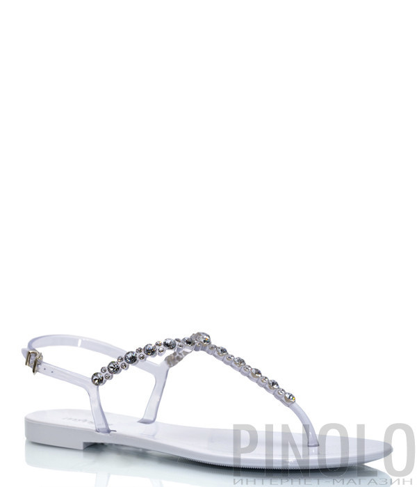 Силиконовые сандалии MENGHI 701 серые с кристаллами