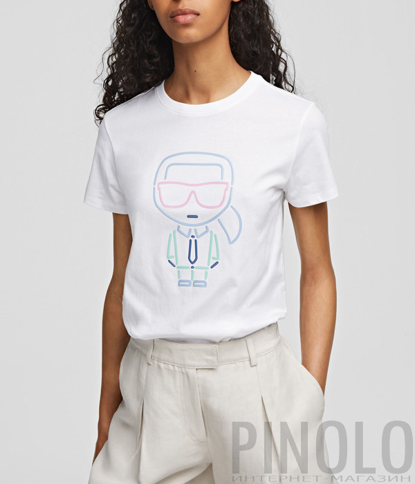 Футболка KARL LAGERFELD Ikonik 215W1710 белая Футболка KARL LAGERFELD Ikonik 215W1710 белая