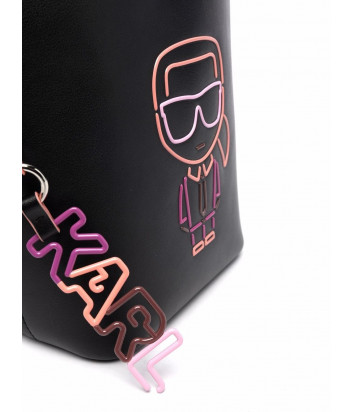 Кожаная сумка-ведро KARL LAGERFELD Ikonik Biarritz 215W3056 черная
